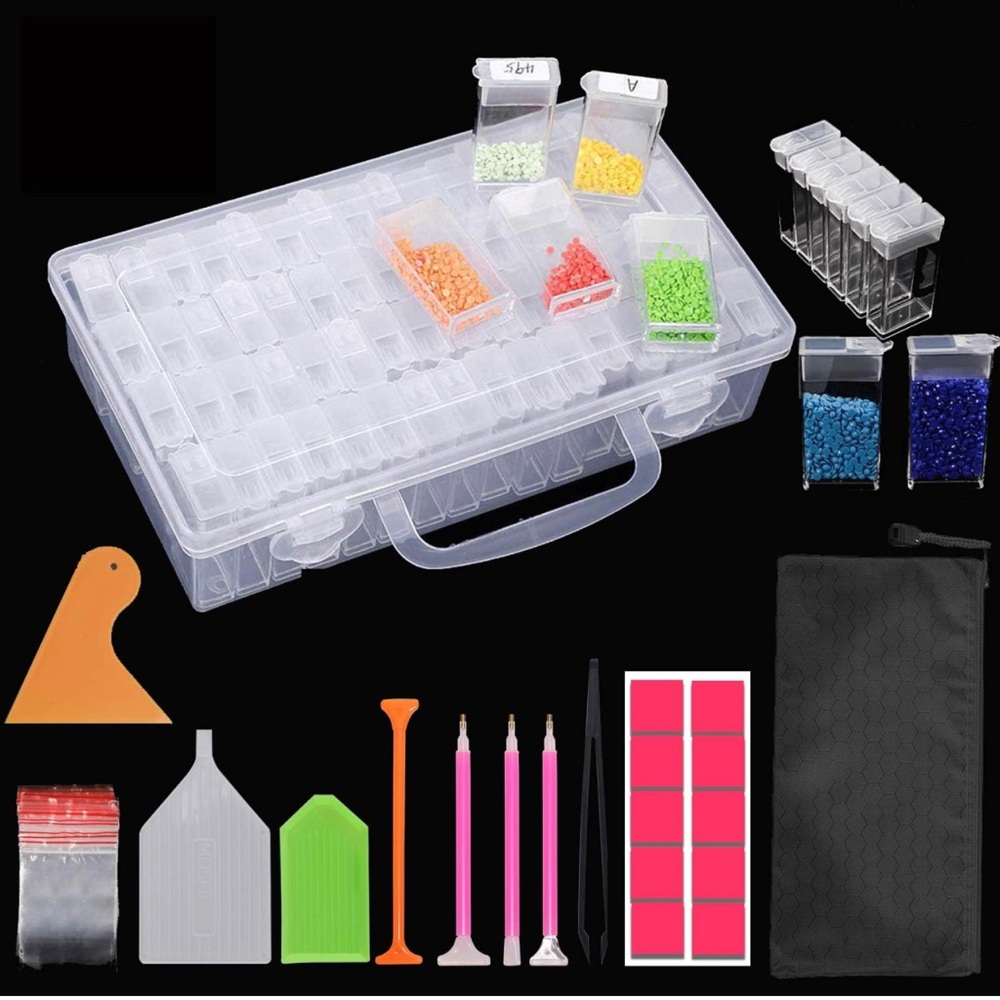 64 Slots Diamond Painting Storage Containers Portable Plastic Bead Storage